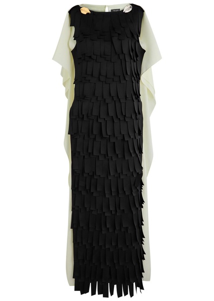 Laser-cut satin and twill gown