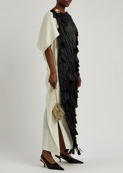 Laser-cut satin and twill gown