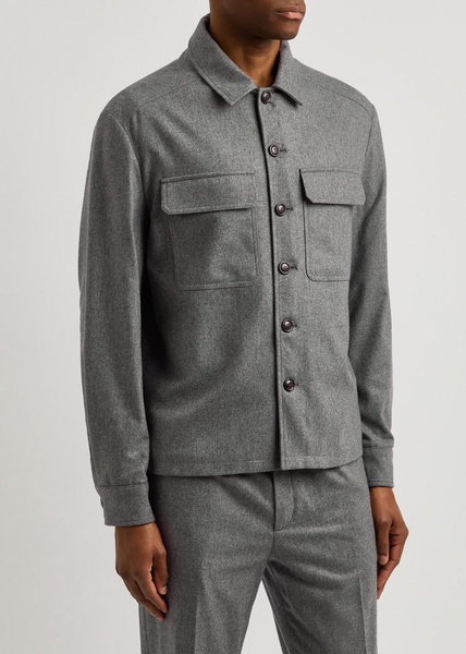 Logo-appliquéd woven shirt 