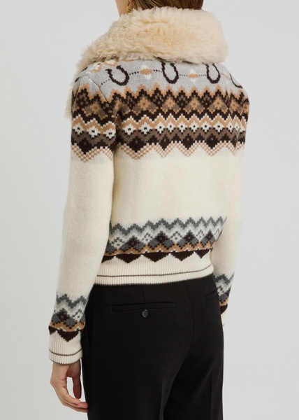 Fair isle intarsia wool cardigan