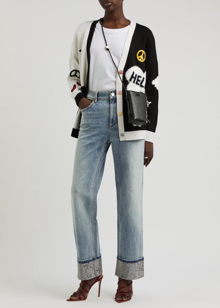 Weezy crystal-embellished wide-leg jeans