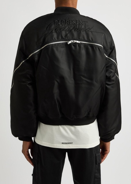 Logo-embroidered nylon bomber jacket