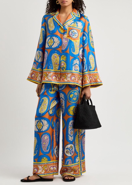 Luis printed silk-twill shirt