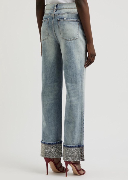 Weezy crystal-embellished wide-leg jeans