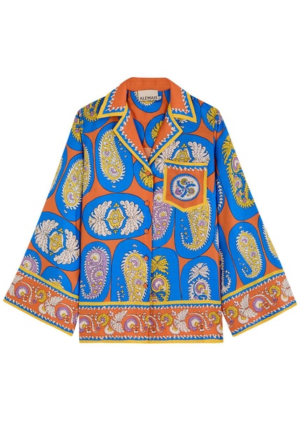 Luis printed silk-twill shirt