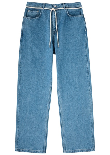 Belted straight-leg jeans