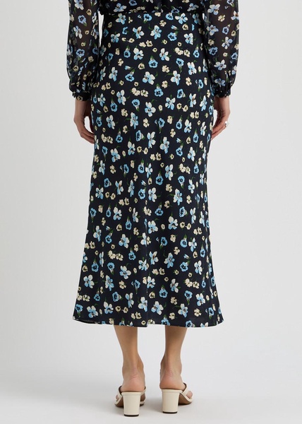 Clover printed silk-blend midi skirt