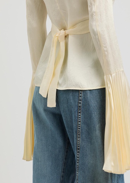 Crinkle-effect satin shirt