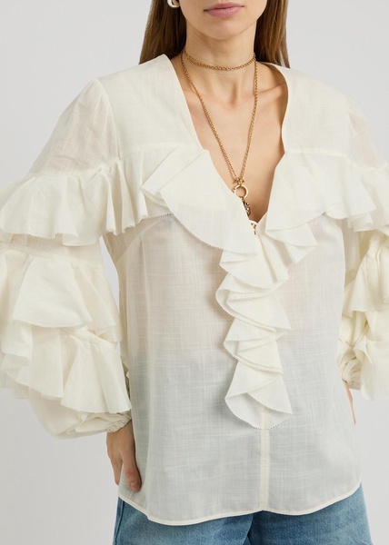 Acacia ruffled cotton blouse