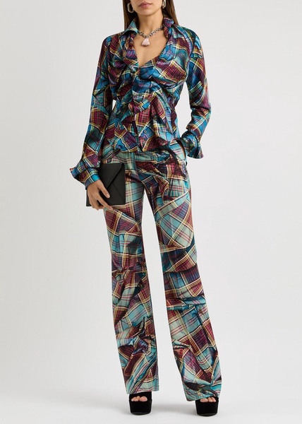 W Ray tartan virgin wool flared pants