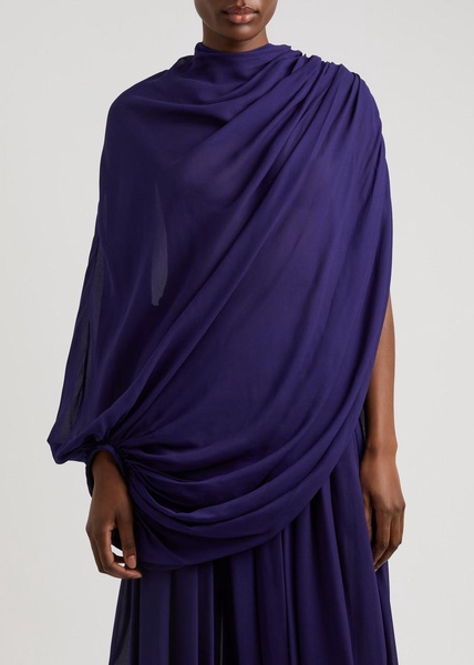 Asymmetric draped georgette top