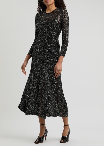 Sequin-embellished knitted maxi dress