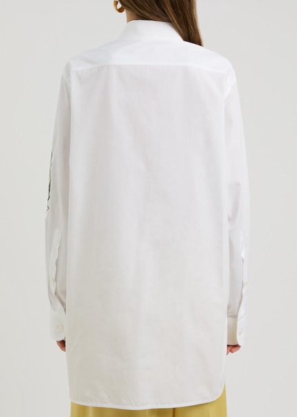 Floral-embroidered cotton shirt