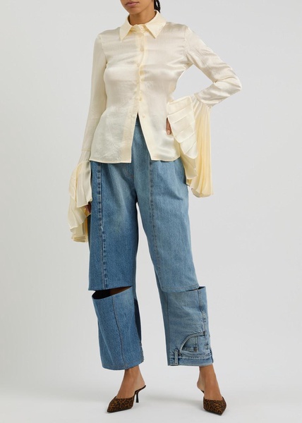 Crinkle-effect satin shirt