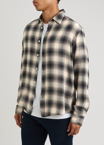 Checked cotton-blend shirt