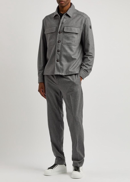 Logo-appliquéd woven shirt 