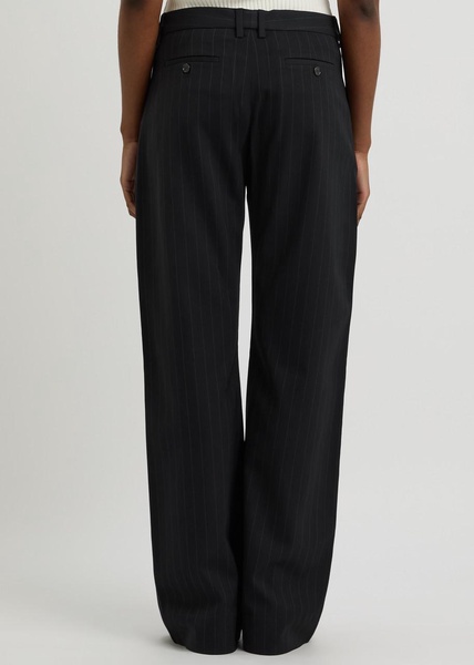 Pinstriped straight-leg twill trousers