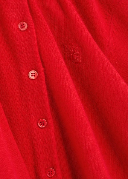Logo-embroidered cropped wool cardigan