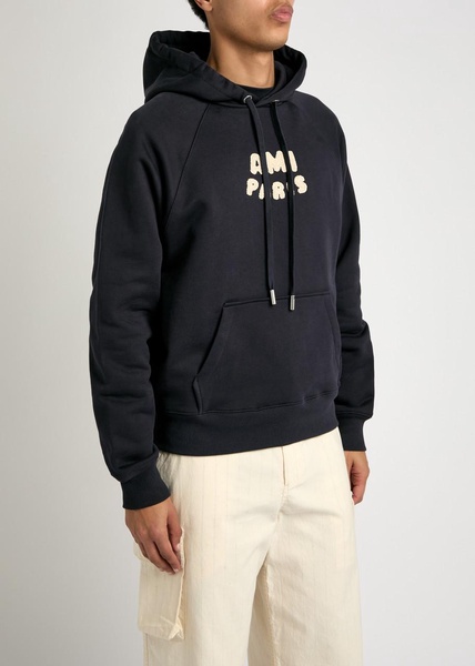 Logo-embroidered hooded cotton sweatshirt