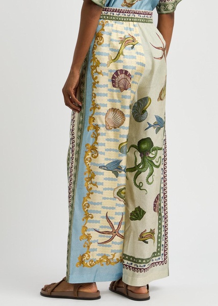 Bath House printed silk-satin trousers