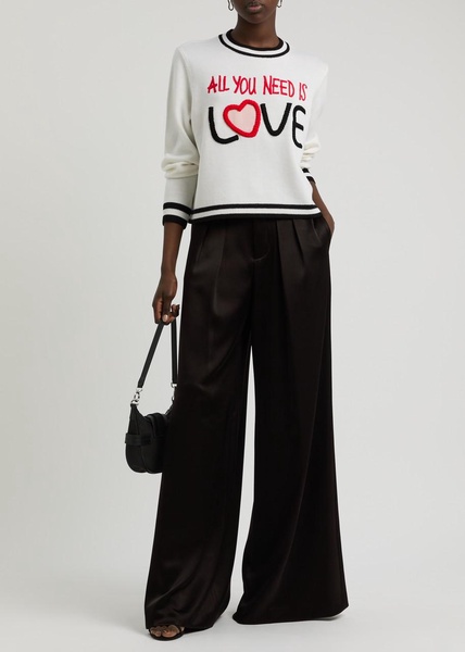 Eloise wide-leg satin trousers
