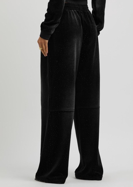 Faded crystal-embellished velour sweatpants
