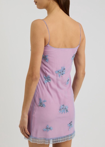 Floral-embellished tulle mini dress