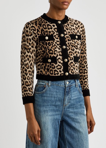 Claira leopard-intarsia wool-blend cardigan
