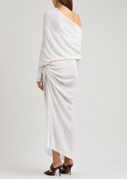 Off-the-shoulder plissé maxi dress 