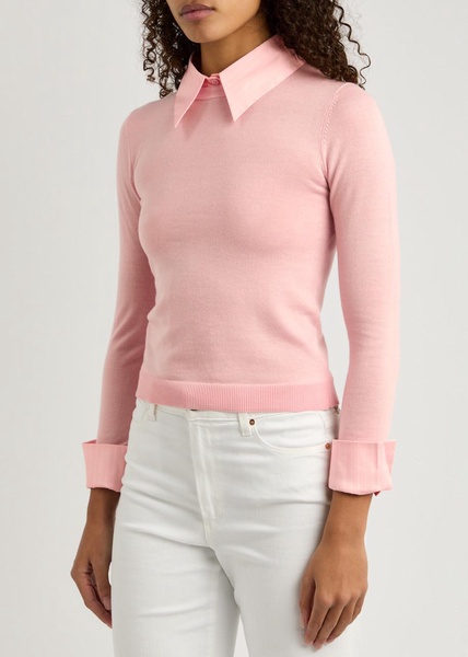 Porla shirt-effect stretch-wool jumper