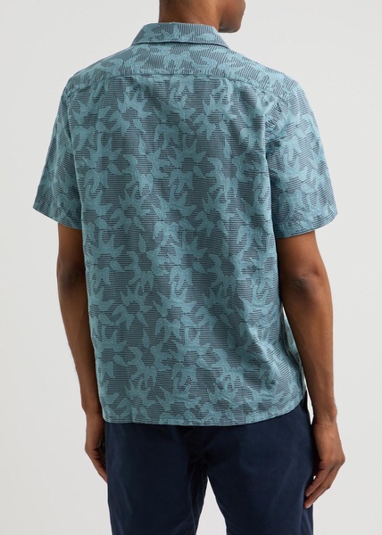 Checked and floral-jacquard cotton shirt 