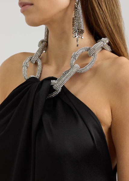 Crystal-embellished satin gown