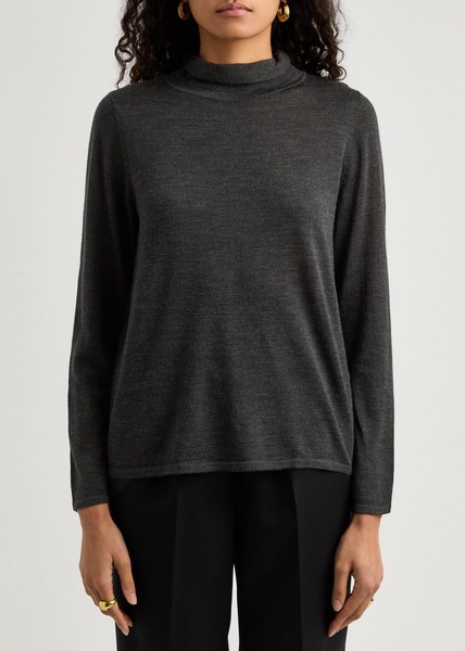 Roll-neck fine-knit wool jumper