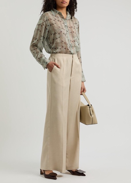 Wide-leg woven trousers
