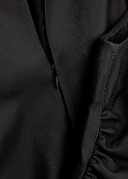 Ruched asymmetric leather top