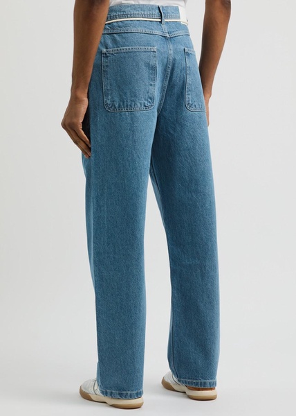 Belted straight-leg jeans