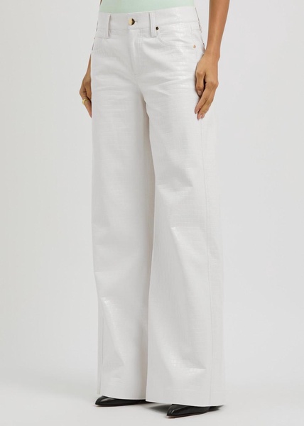 Trish crocodile-effect faux leather trousers