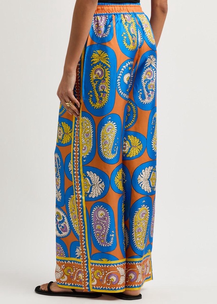 Luis printed silk-twill trousers