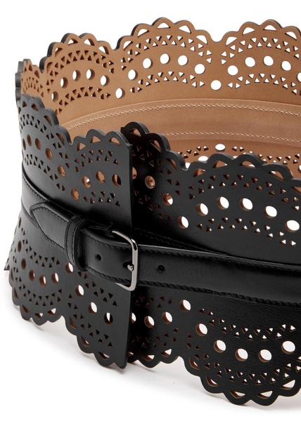 Bustier laser-cut leather belt