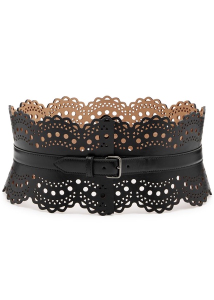 Bustier laser-cut leather belt