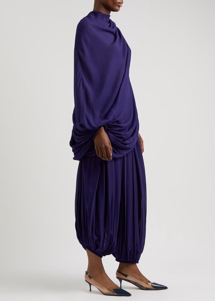 Asymmetric draped georgette top