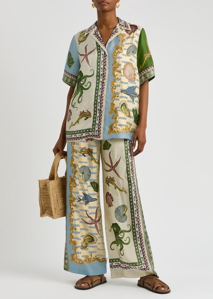 Bath House printed silk-satin shirt