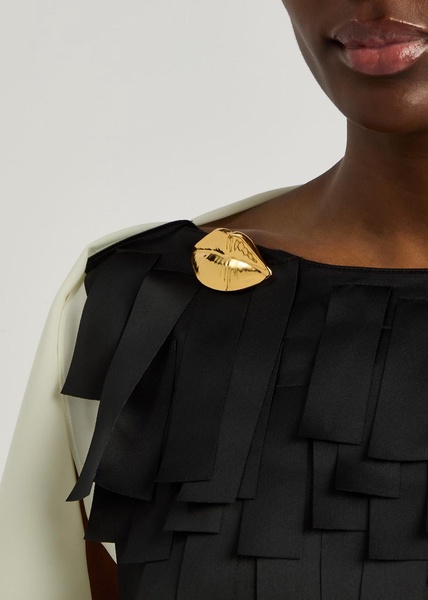 Laser-cut satin and twill gown