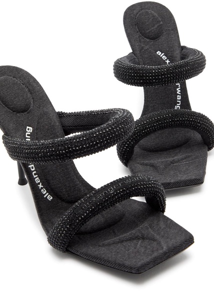 Julie 105 crystal-embellished tubular denim sandals