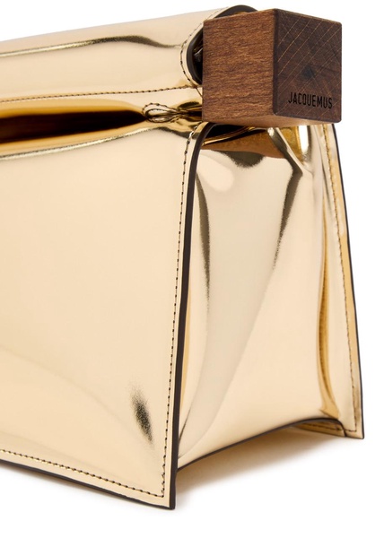 La Pochette Rond Carré metallic leather clutch