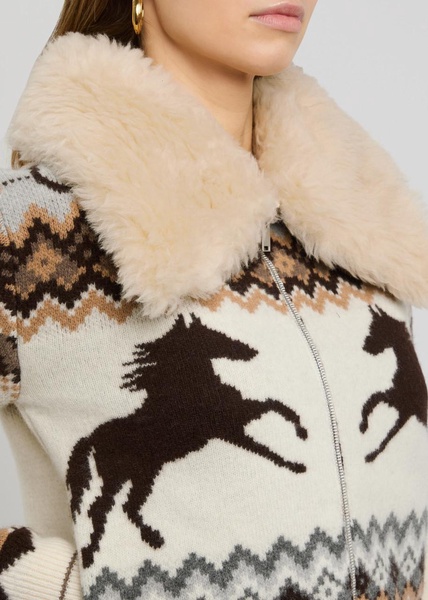 Fair isle intarsia wool cardigan