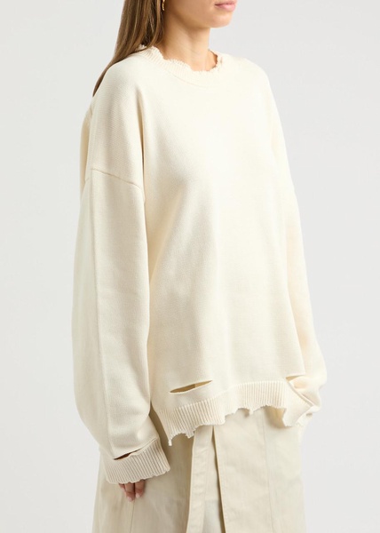 Distressed cotton-blend jumper 