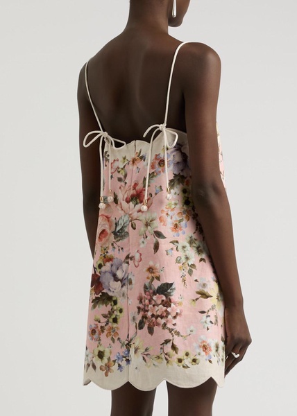 Acacia floral-print linen mini dress