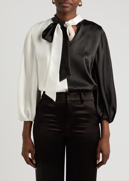 Mahogany colour-block satin blouse
