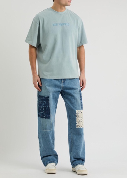 Patchwork wide-leg jeans 